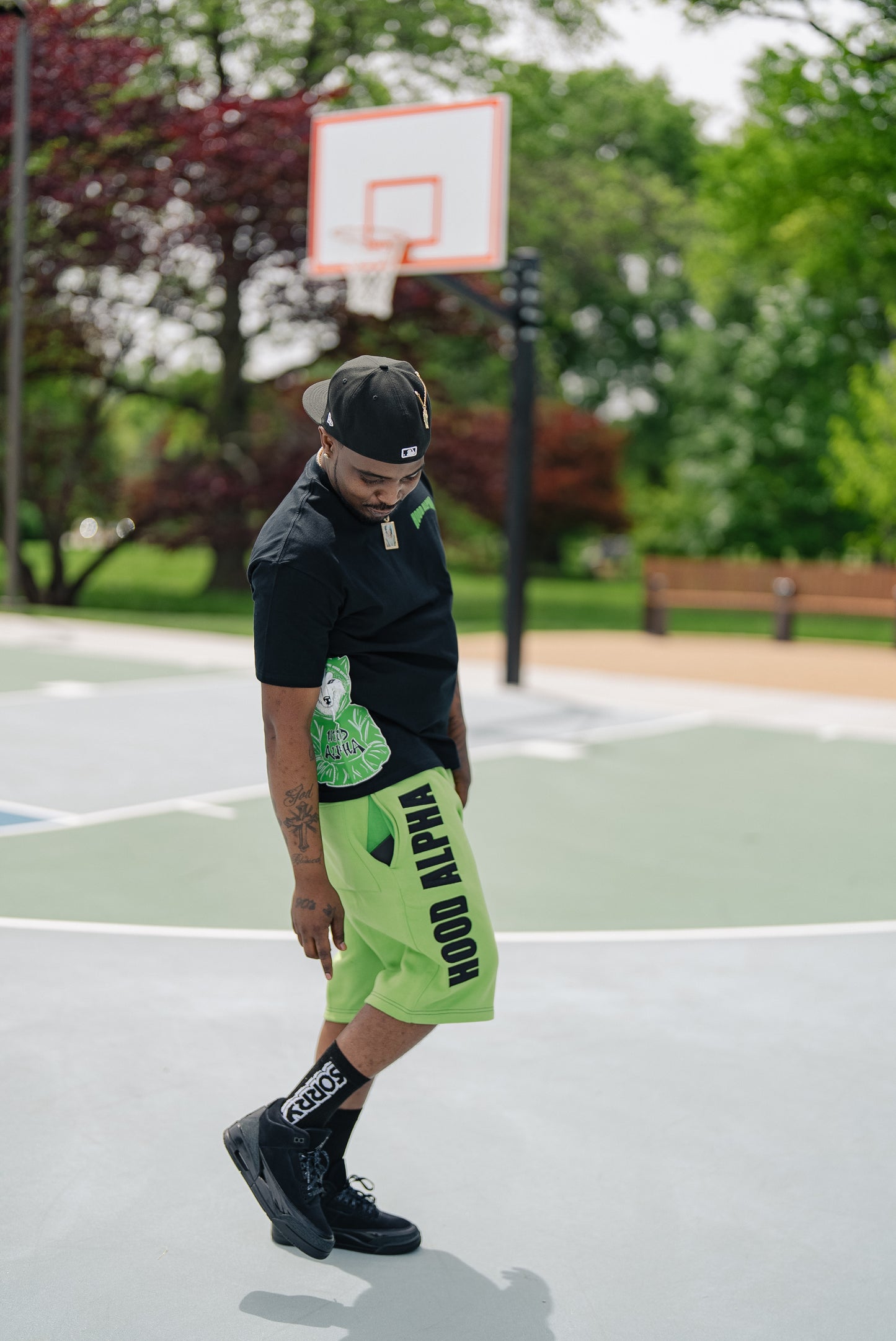 Green & Blk Unisex Short Set