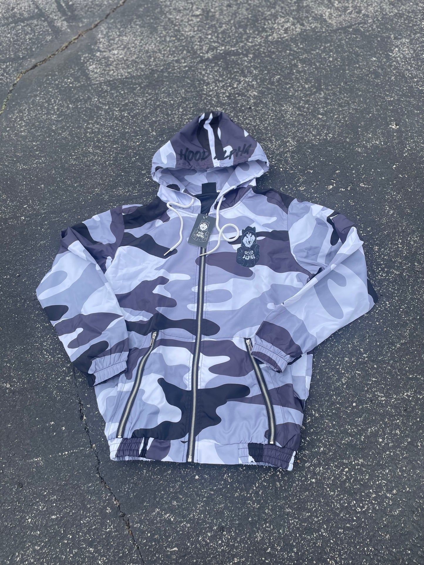 Gray Camo Windbreaker Jacket