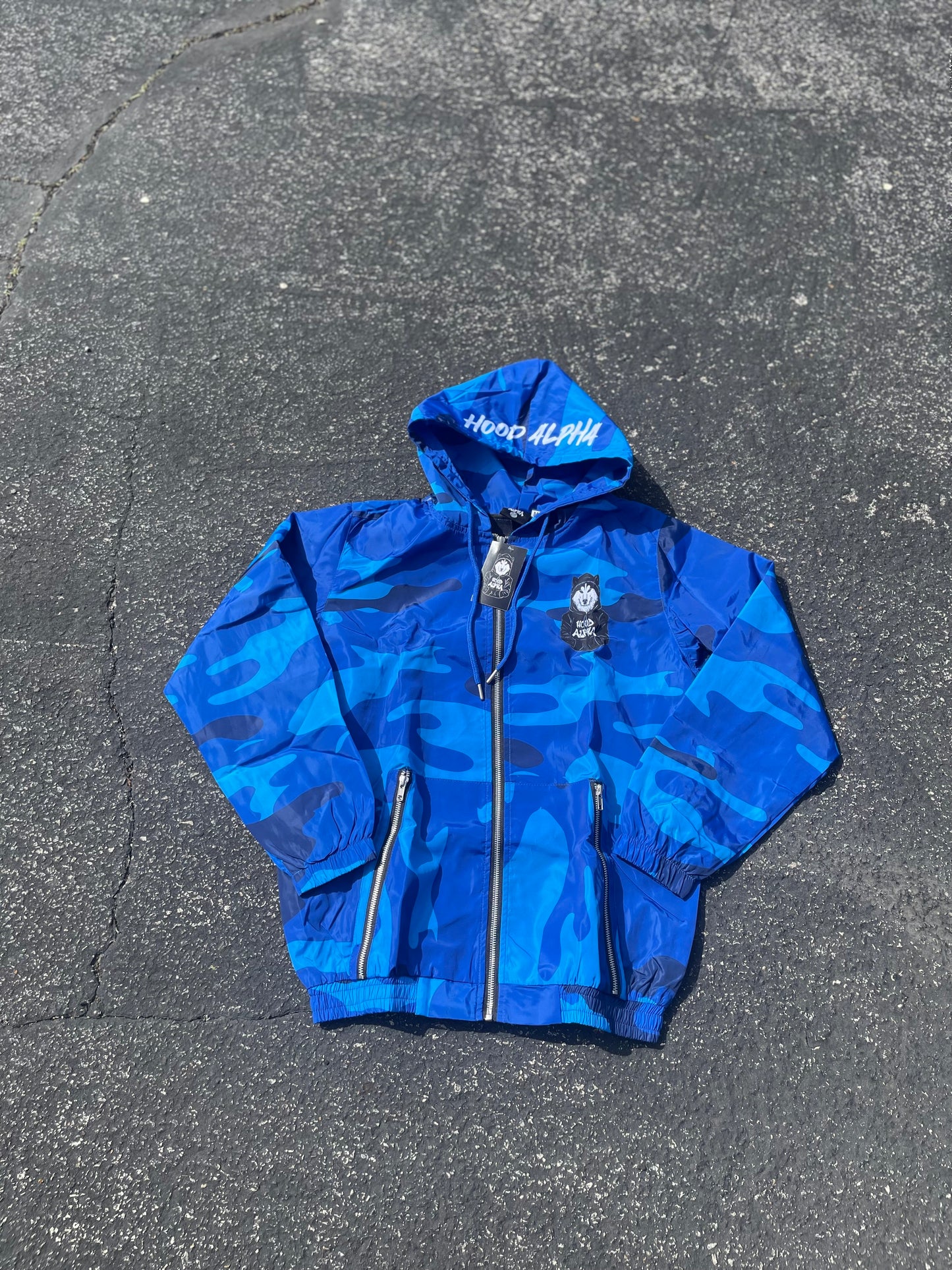 Blue Camo Windbreaker Jacket