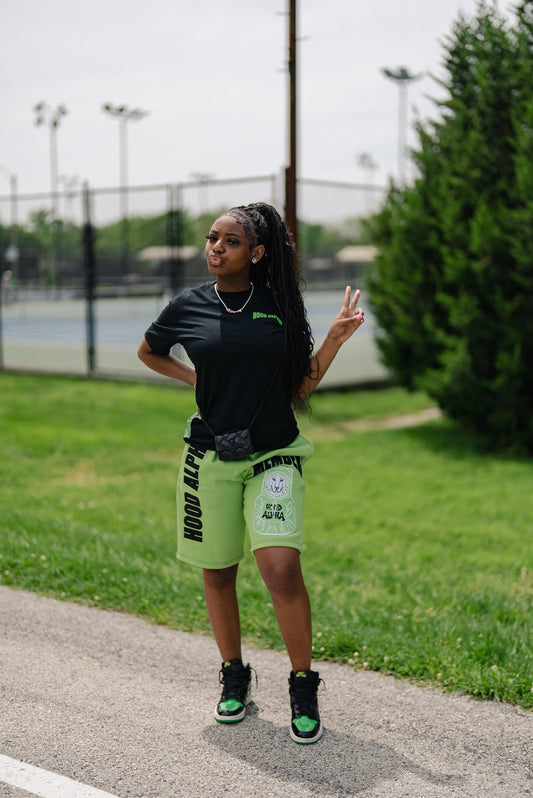 Green & Blk Unisex Short Set