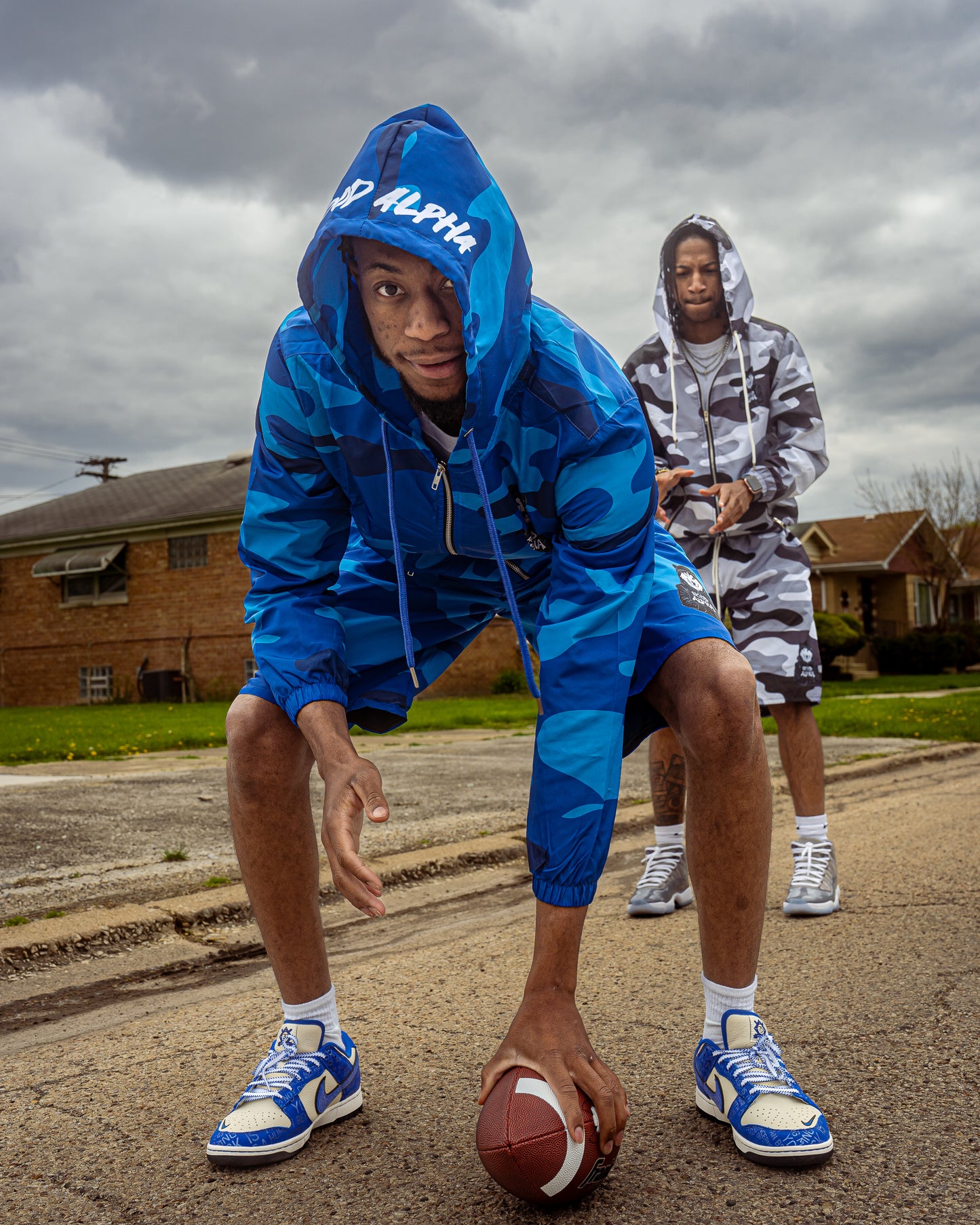 Blue Camo Windbreaker Jacket