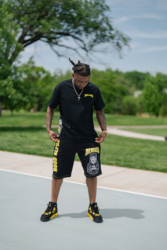 Black and Yellow short set