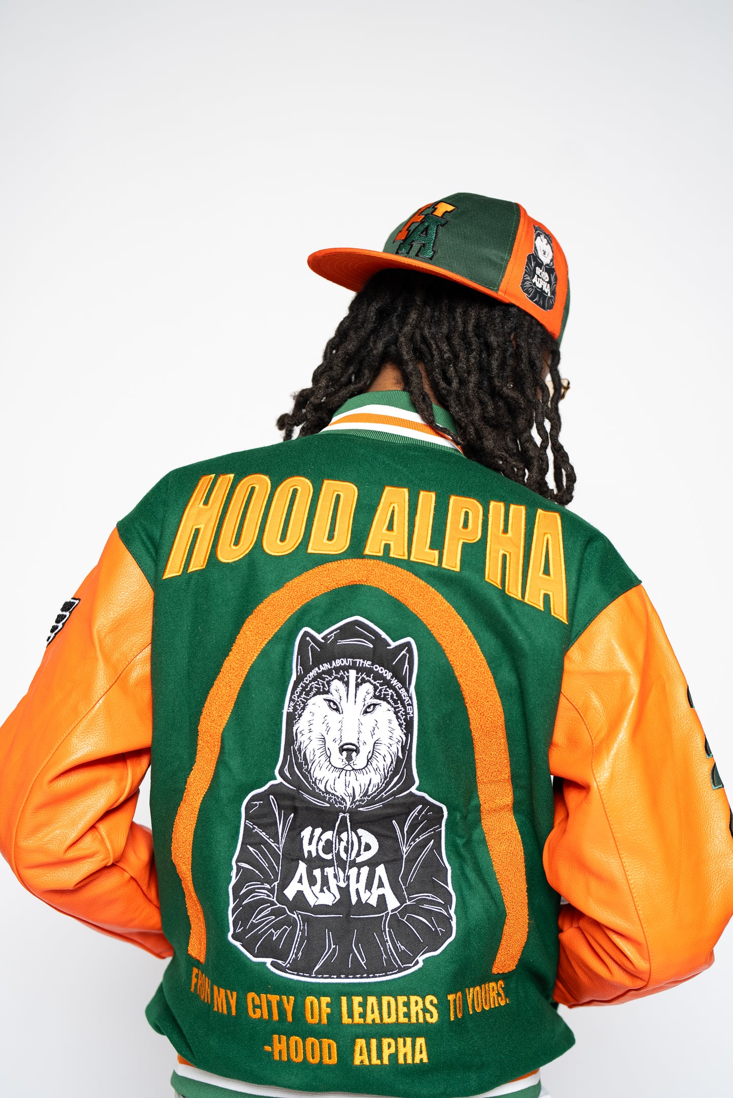 STL EDITION GREEN & ORANGE LETTERMAN VARSITY JACKET