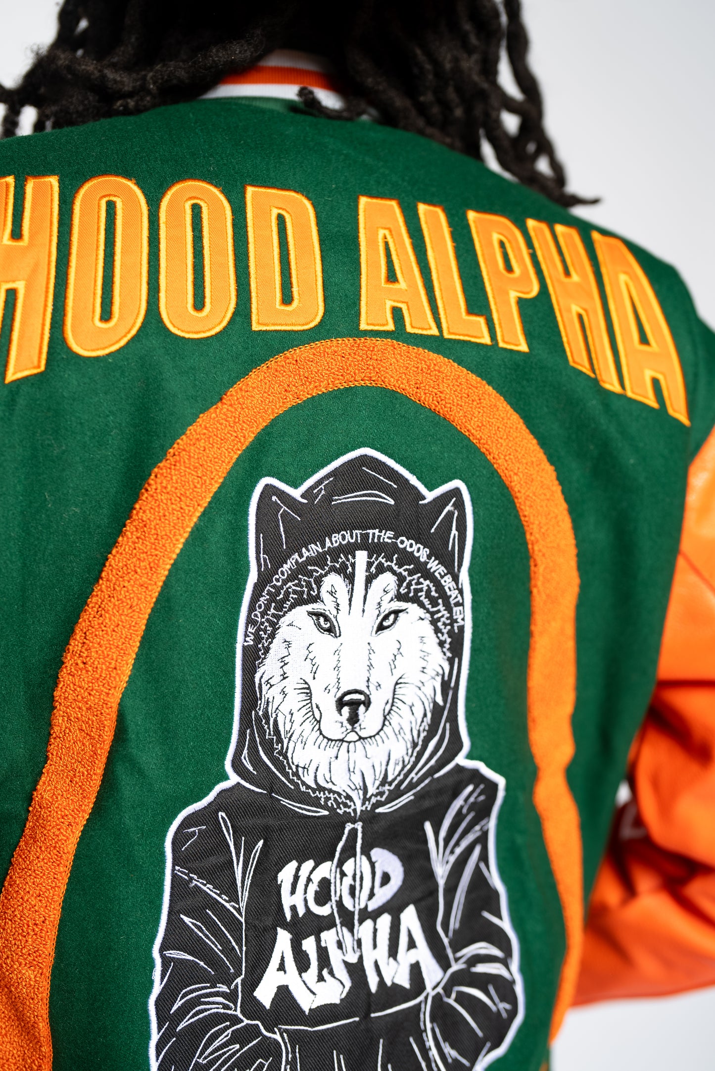 STL EDITION GREEN & ORANGE LETTERMAN VARSITY JACKET