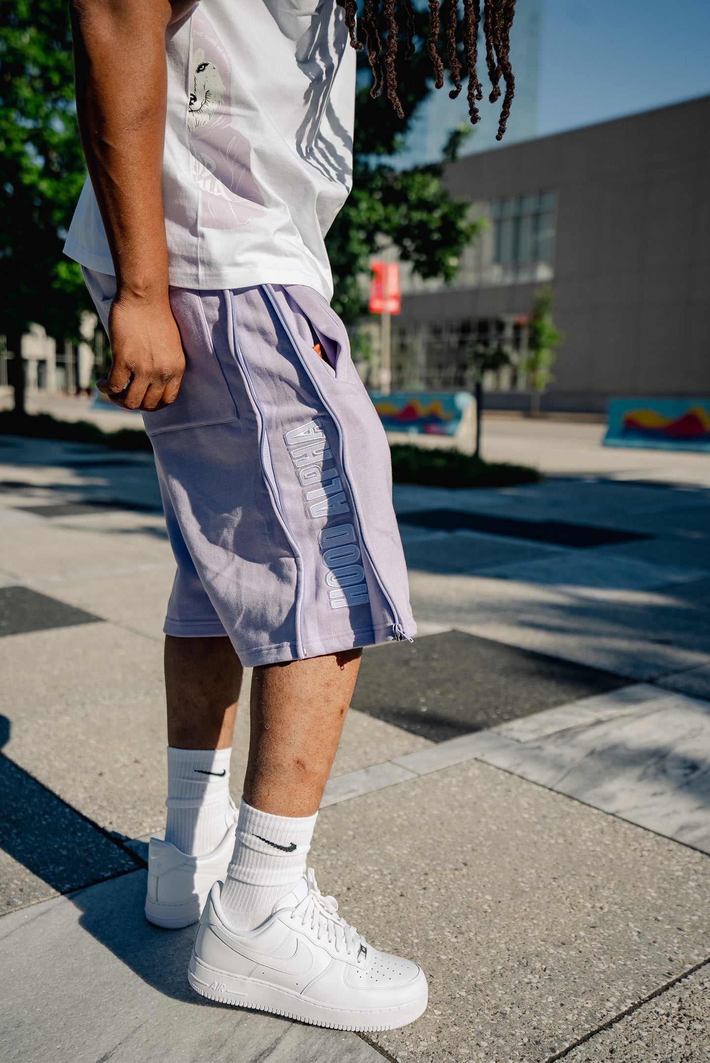 Lavender SideZip Member Shorts