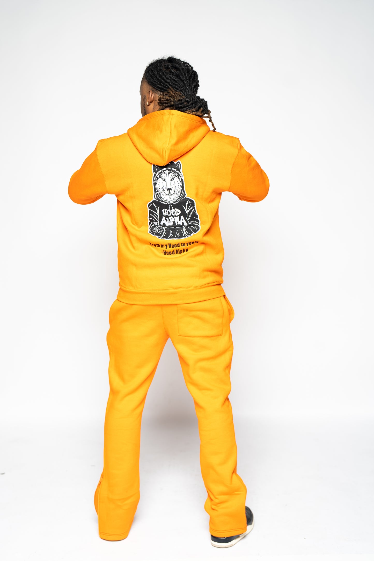 ORANGE & BLACK FLARED JOGGING SUIT
