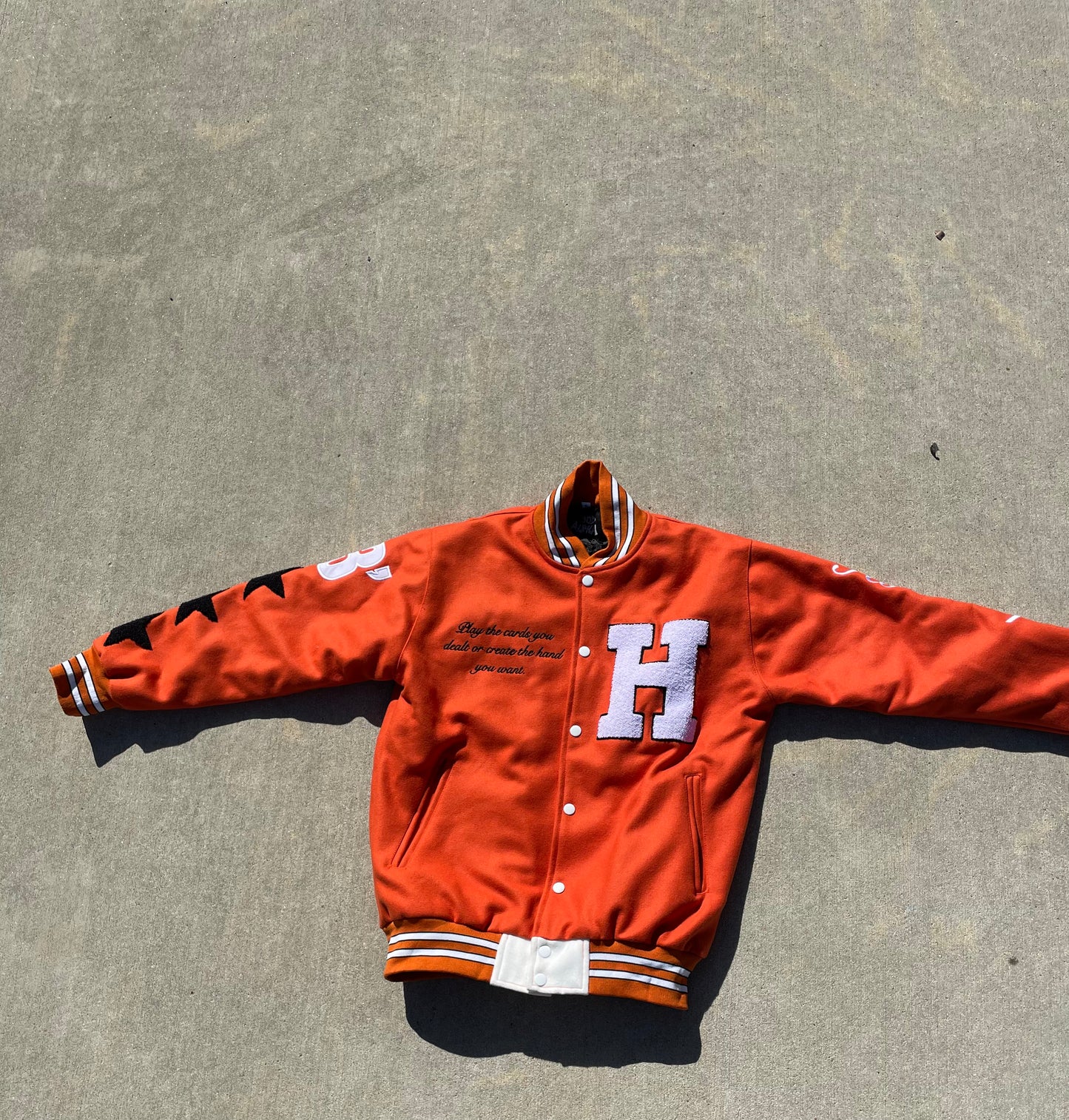 Orange varsity jacket