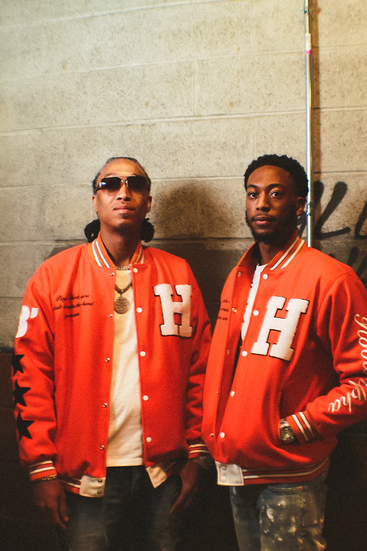 Orange varsity jacket