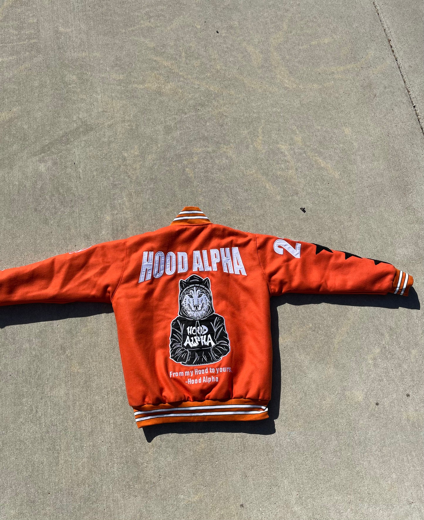 Orange varsity jacket