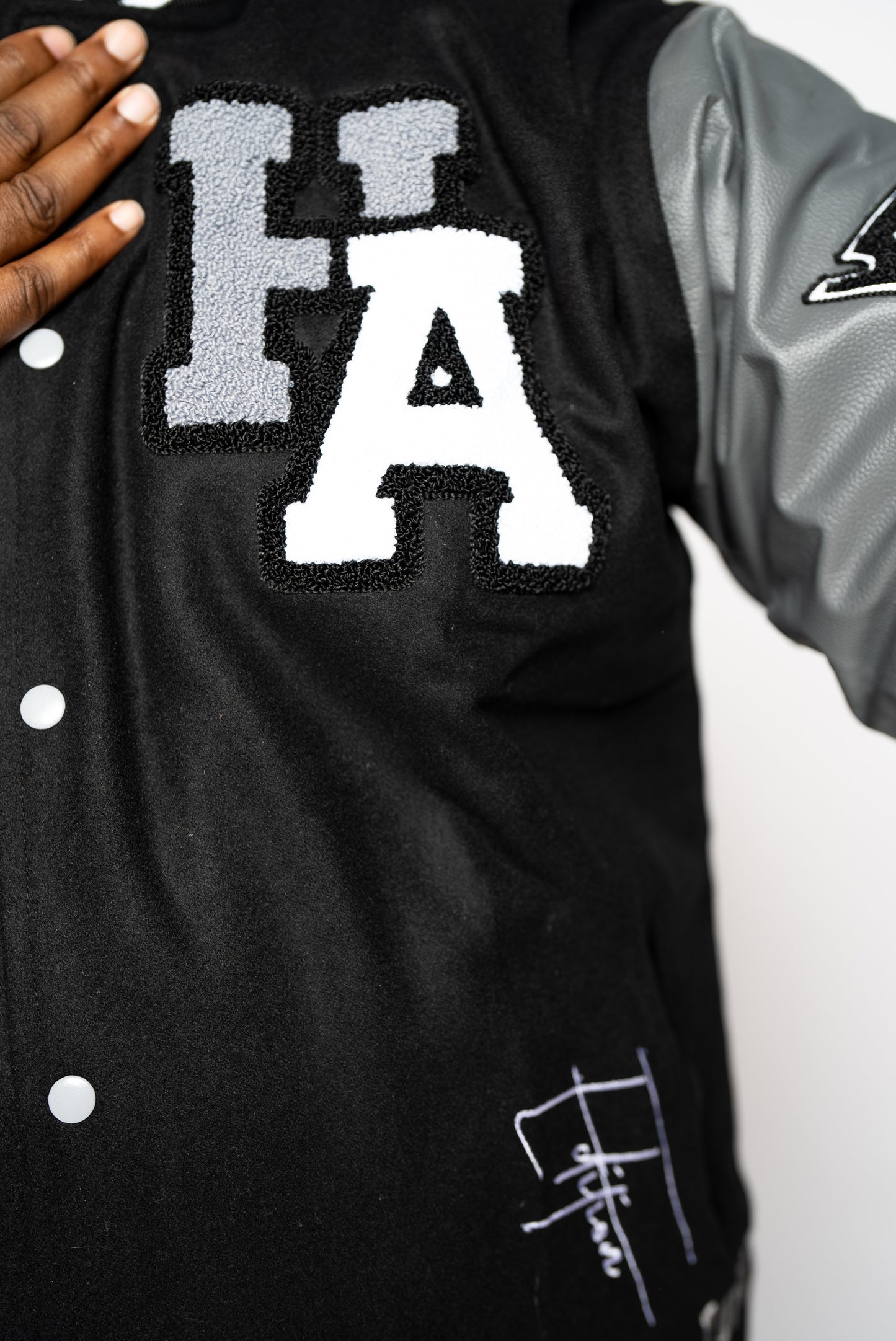 STL EDITION BLACK & GRAY LETTERMAN VARSITY JACKET