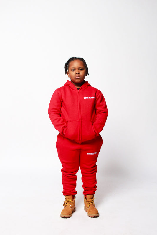 Red kid jogging suits